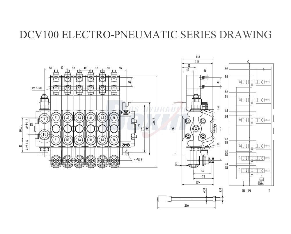 Dibujo de la serie electroneumática DCV100