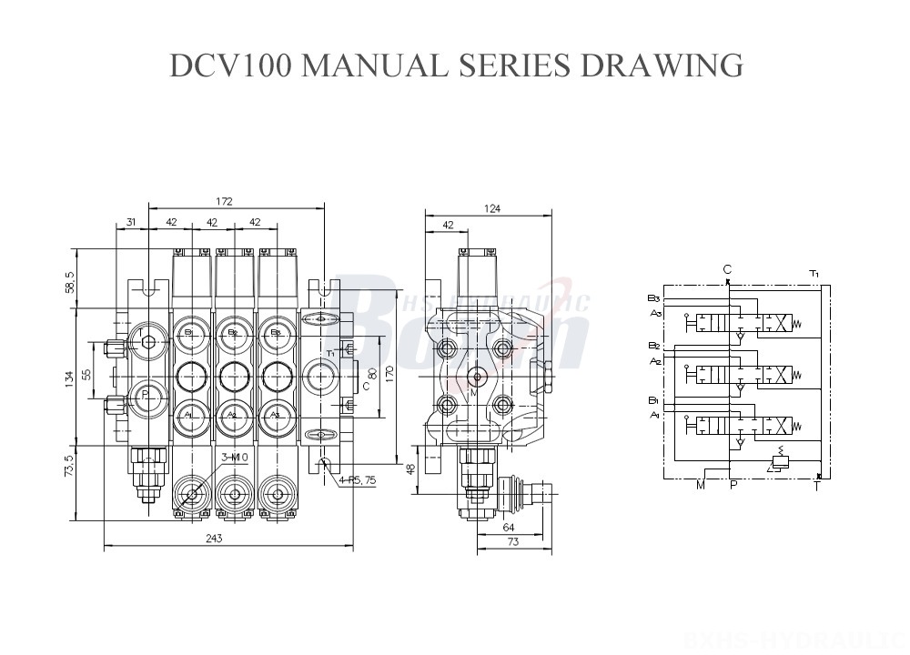 DCV100 Manual Series Drawing