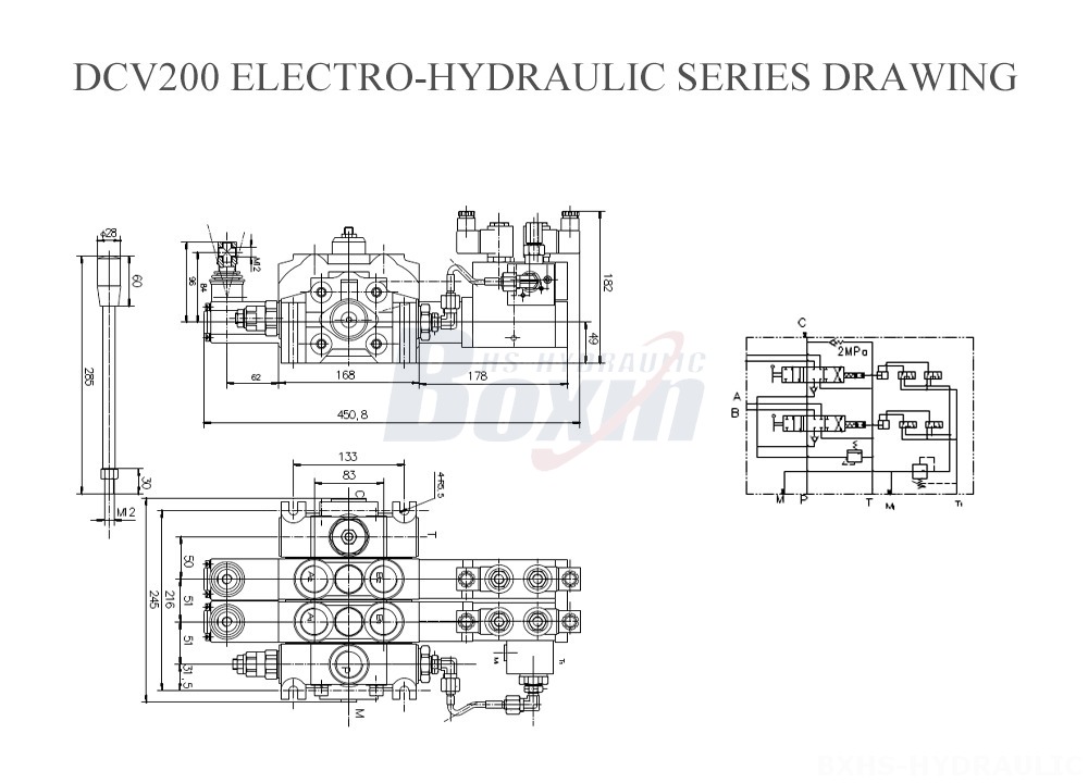 Dibujo de la serie electrohidráulica DCV200