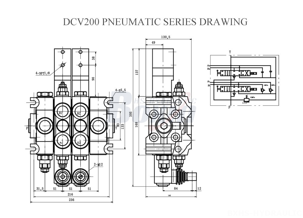 Dibujo de la serie neumática DCV200