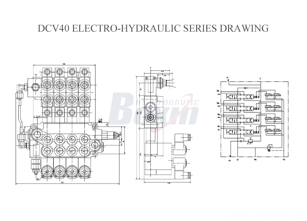 Dibujo de la serie electrohidráulica DCV40
