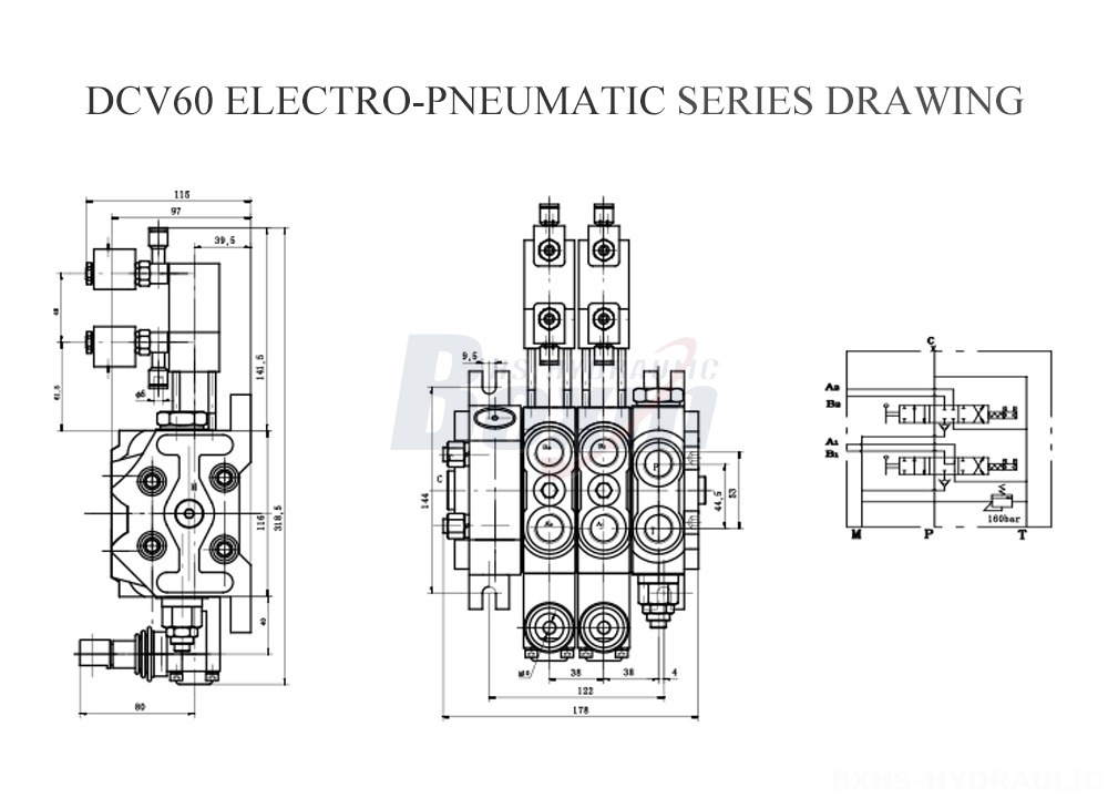 DCV60 Electro-pneumatic Series Drawing