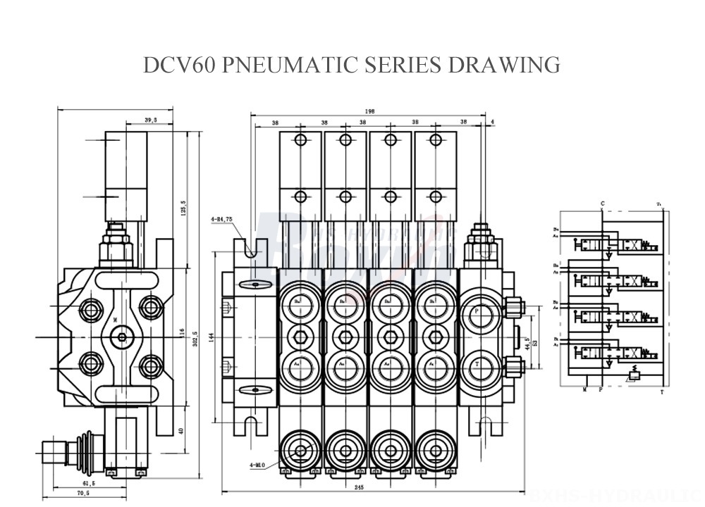 Dibujo de la serie neumática DCV60