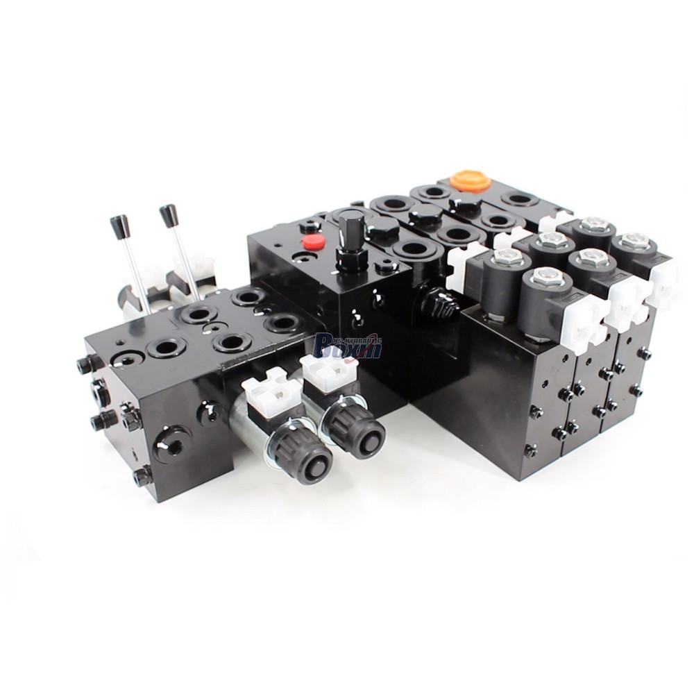 Válvula direccional seccional 26.5 GPM solenoide 5 carrete DCV100E | Válvula hidráulica personalizada Producción y suministro global