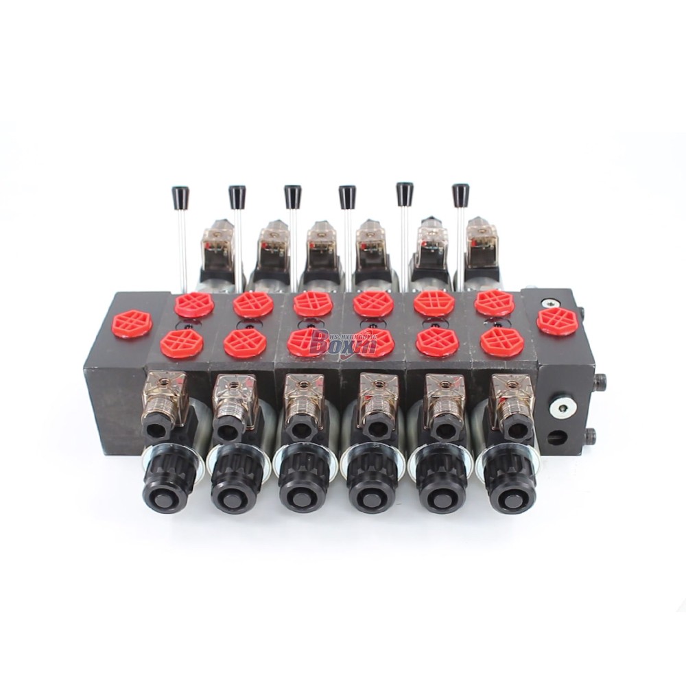 Válvula direccional seccional hidráulica 15,8 GPM Solenoide 6 carretes DCV58: Producción de OEM y marcas privadas
