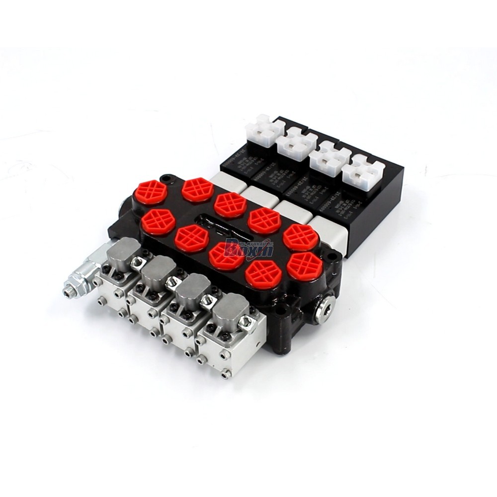 Hydraulic Q45 Monoblock Valve with 4 Spools – Solenoid & Manual Operation, 11.8 GPM