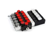 Monoblock Directional Valve Q45: 11.8 GPM Flow, Solenoid & Manual 5 Spool Control 3